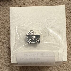 Pandora Silver Baby Carriage Charm with Heart Accent